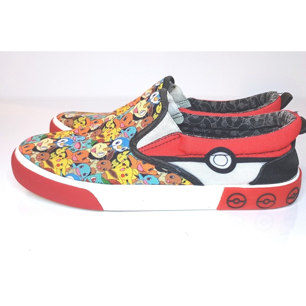 Ground Up Pokemon Slip-On Shoes Size 5 Youth Pikachu Charmander Canvas Sneakers